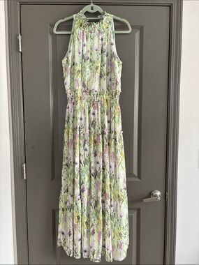 Taylor Floral Maxi Dress in Light Green, Yellow & Lavender